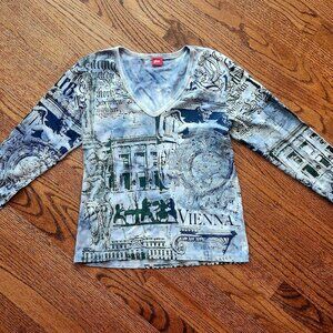 Vintage Glima Y2K Blue Vienna Tie Dye Tee size L